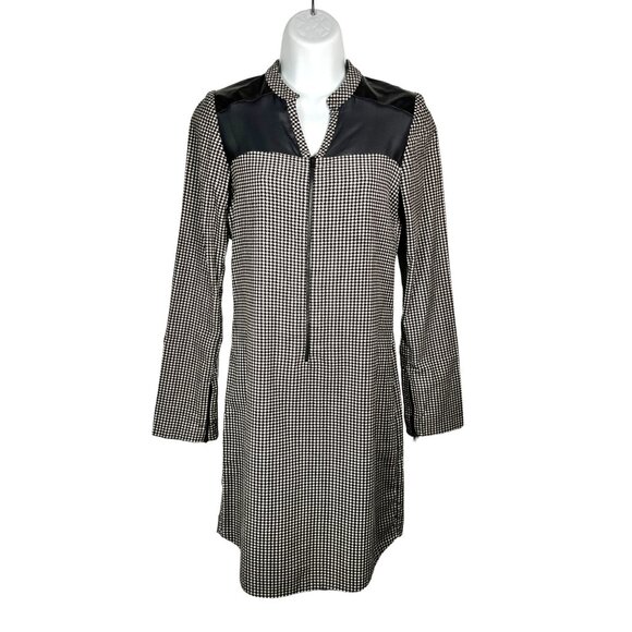 Jonathan Simkhai Houndstooth Corduroy Mini Dress Zipper Mesh Panels Black XS - Picture 3 of 16